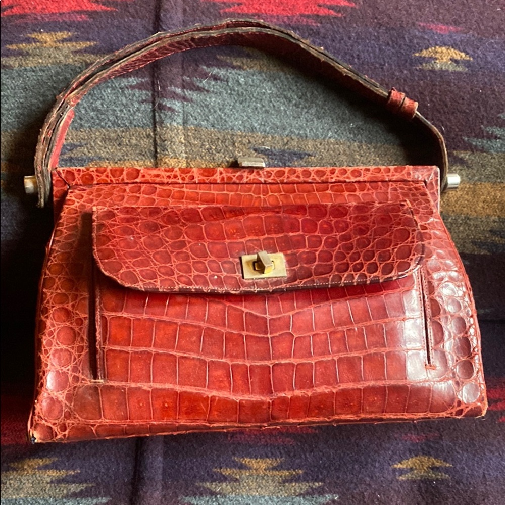 Vintage Genuine Crocodile Leather Handbag. Peter Kent. Rare!